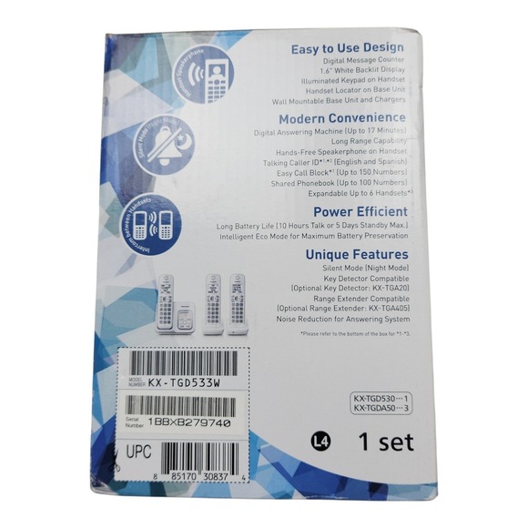 Panasonic KX TGD533W Cordless Phone System 3 Handsets Digital Answering Machine - Picture 8 of 11